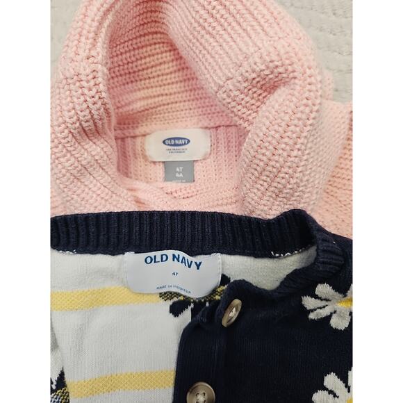 Old Navy Sweater Girls 4T Flower Print Cardigan Pink Cowl Neck - Picture 6 of 9